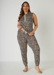 Plus Size Emme Jordan Animal PJ Set, Brown Animal, 1X - Ashley Stewart