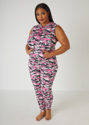Plus Size Emme Jordan Camo PJ Set, Pink, 1X - Ashley Stewart