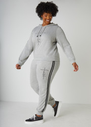 Plus Size Faith Crystal Embellished Joggers, Heather Grey, 26/28 - Ashley Stewart