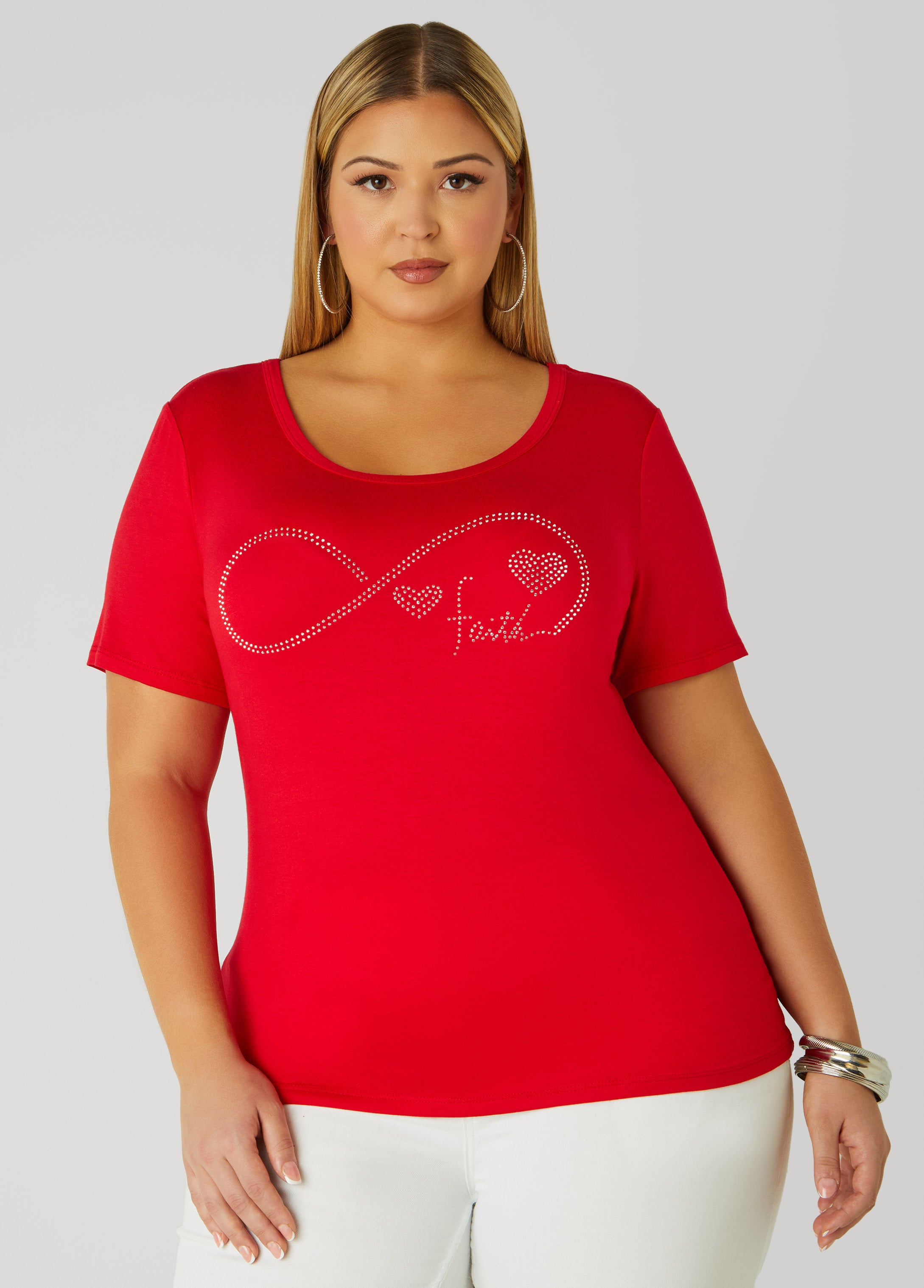 Plus Size Faith Crystal Tee, Red, 18/20 - Ashley Stewart