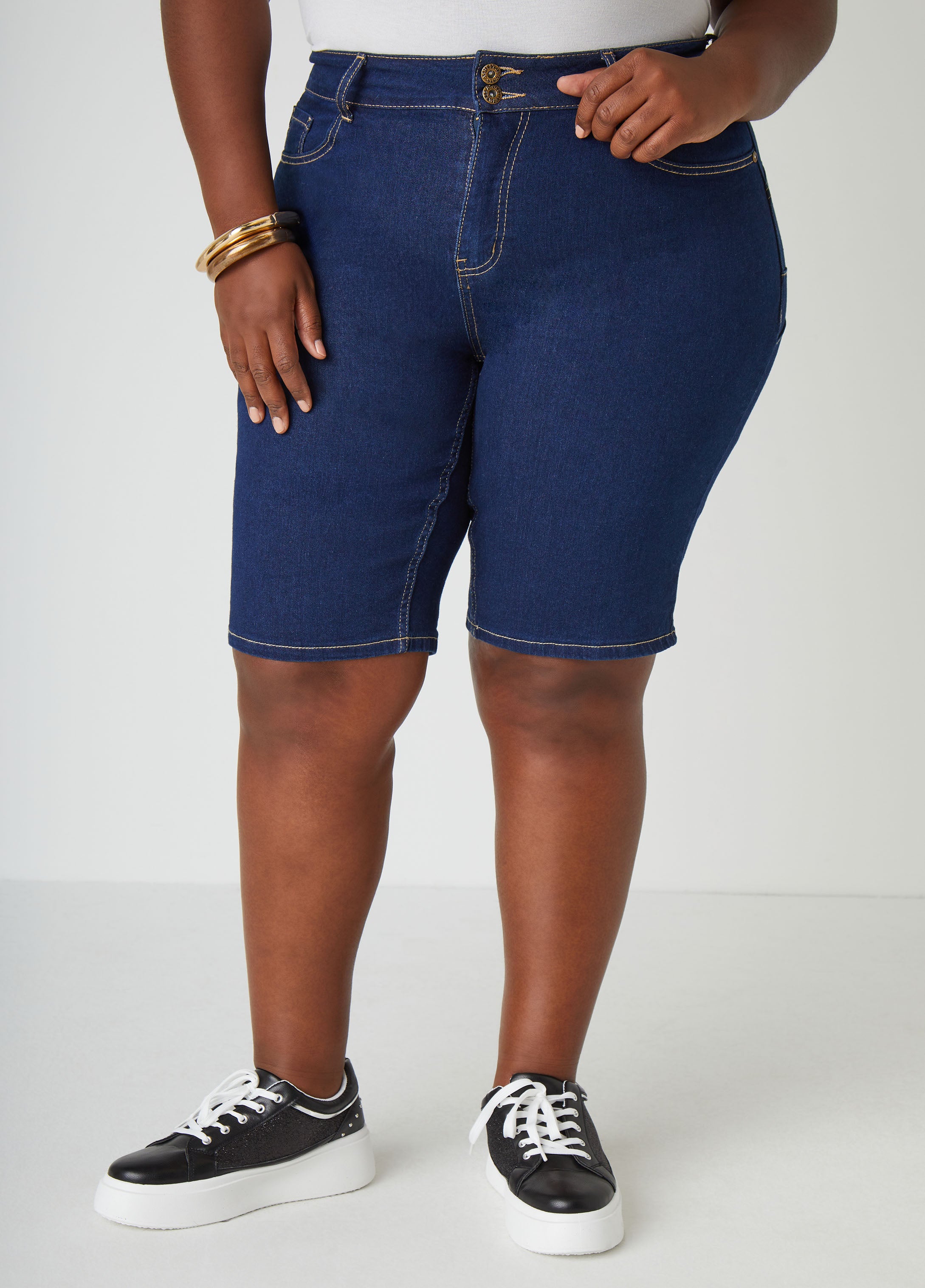 Plus Size Fearless Denim Shorts, Lt Sky Blue, 28 - Ashley Stewart