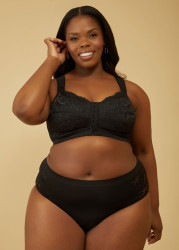 Plus Size Front Close Wireless Posture Bra, Black, 42D - Ashley Stewart