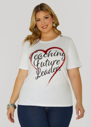 Plus Size Future Leaders Graphic Tee, White, 14/16 - Ashley Stewart