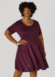 Plus Size Gathered A Line Dress, Fandango Pink, 18/20 - Ashley Stewart