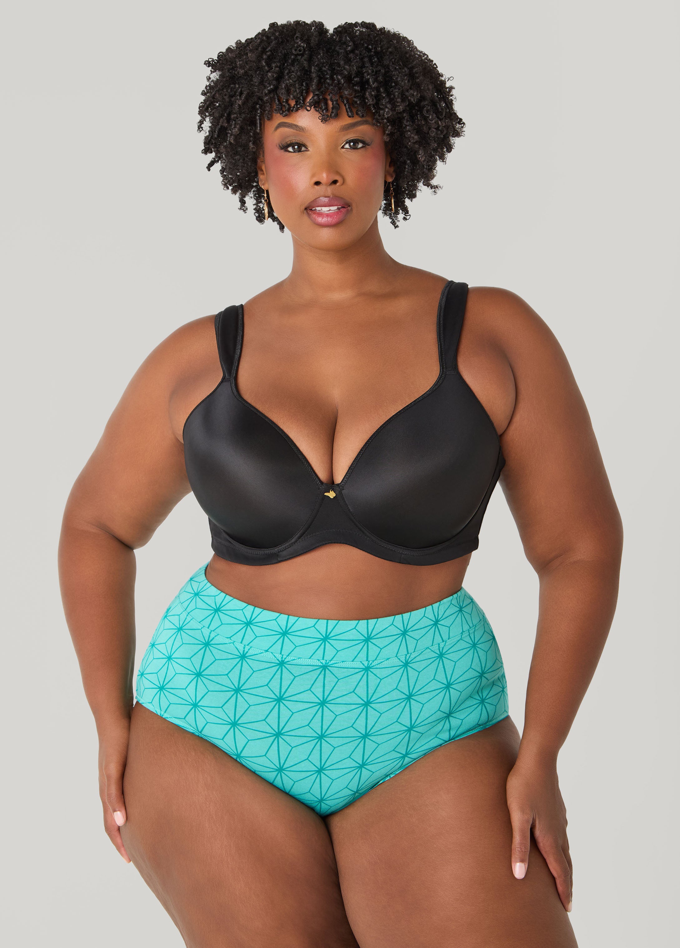 Plus Size Geo Print Briefs, Teal, 22/24 - Ashley Stewart