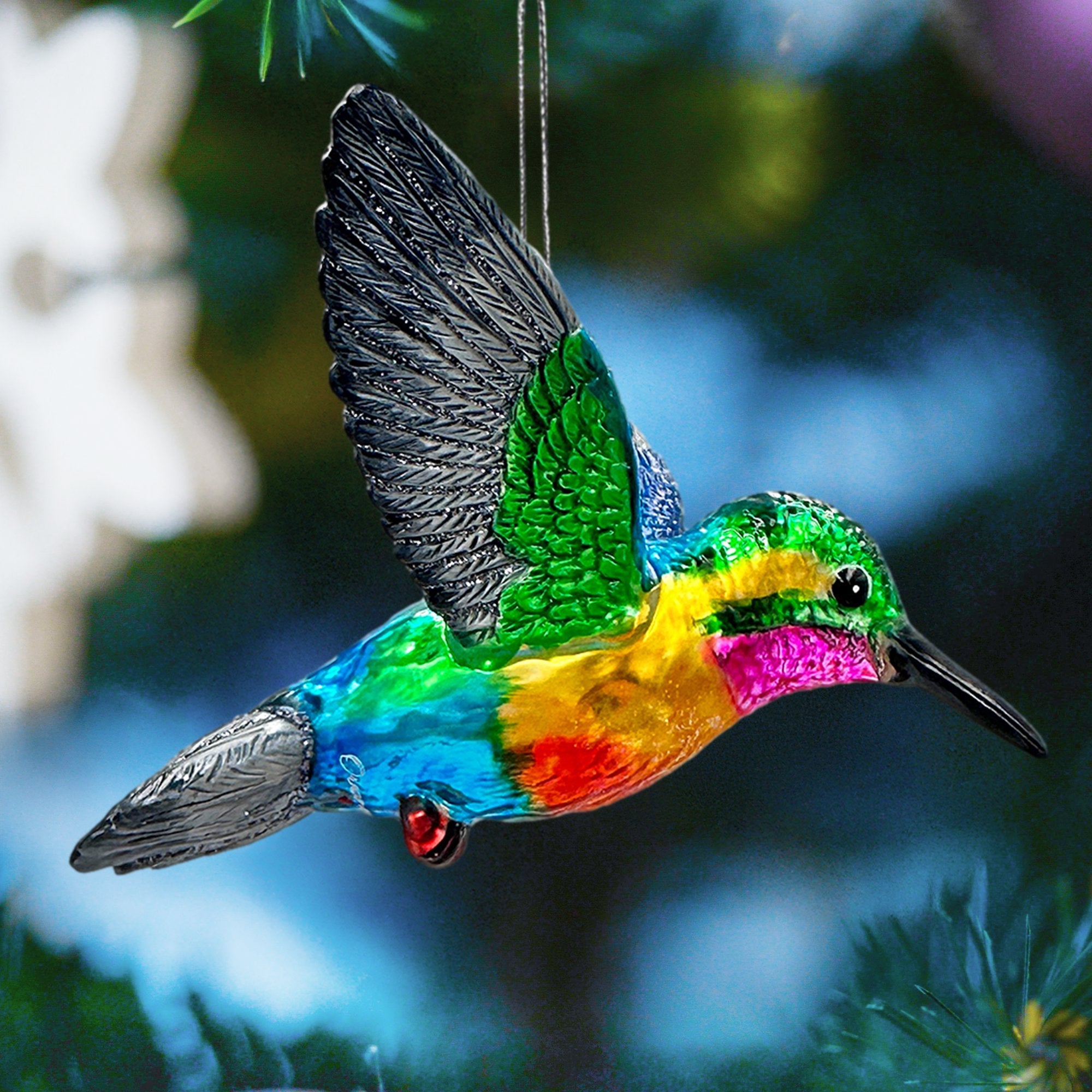 Plus Size Graceful Hummingbird Iridescent Handcrafted Ornament, Glass Christmas Bird Tree Decoration, Default Title,  - Ashley Stewart