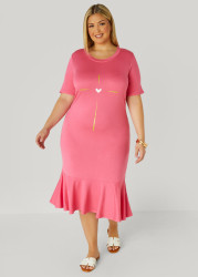 Plus Size Heart Midi T Shirt Dress, Black, 12 - Ashley Stewart