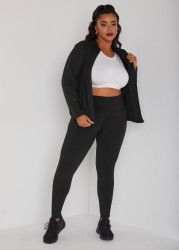 Plus Size High Rise Knit Athletic Leggings, Black, 14/16 - Ashley Stewart