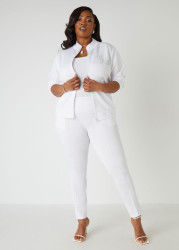 Plus Size High Rise Seamed Leggings, White, 34/36 - Ashley Stewart