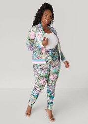 Plus Size High Rise Status Print Leggings, Multi, 14/16 - Ashley Stewart