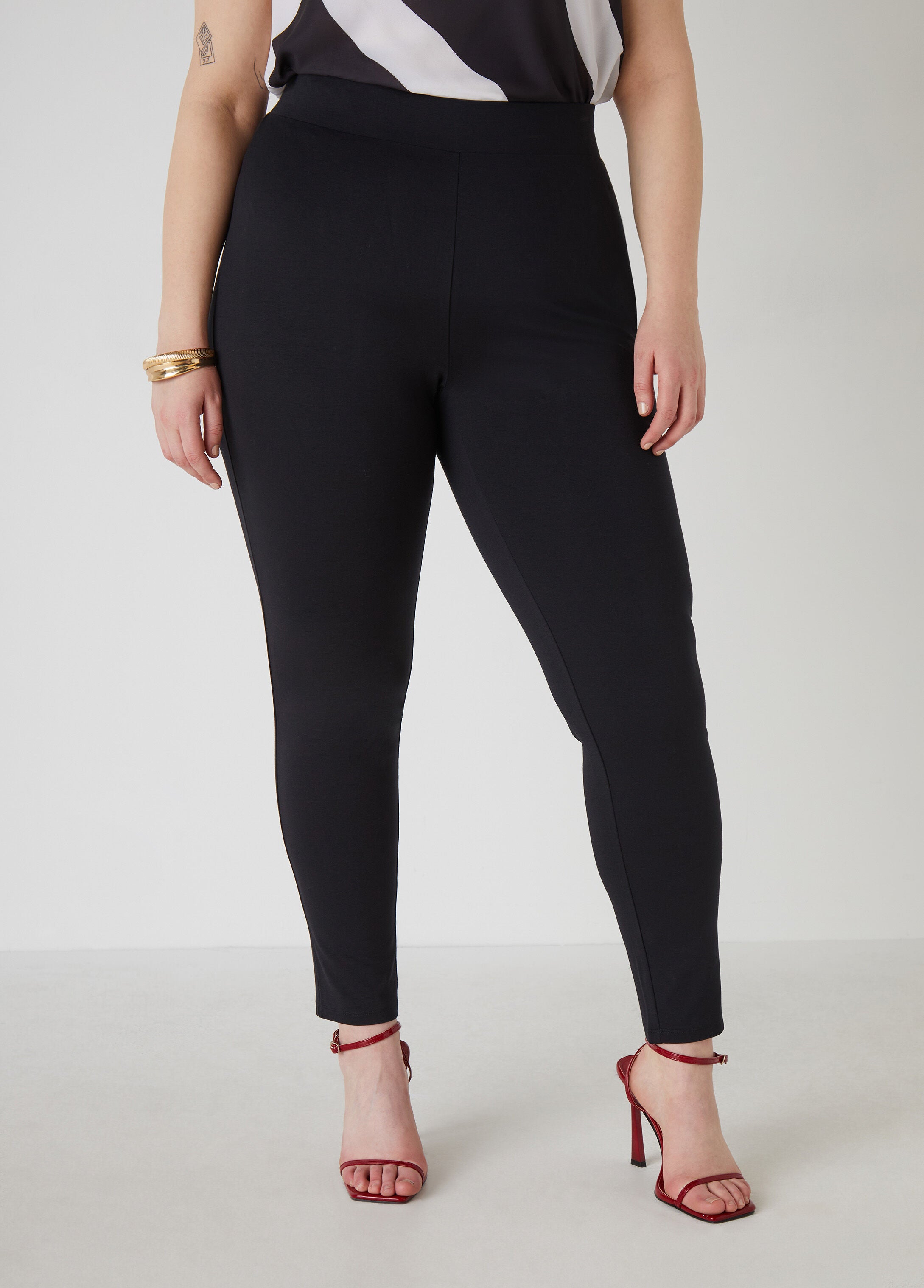 Plus Size High Waist Pull On Leggings, Black, 14/16 - Ashley Stewart