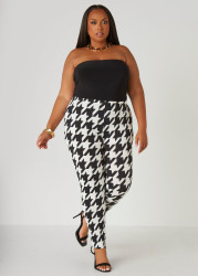 Plus Size Houndstooth Leggings, Black, 18/20 - Ashley Stewart