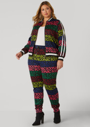 Plus Size Iconic Print Track Joggers, Multi, 14/16 - Ashley Stewart