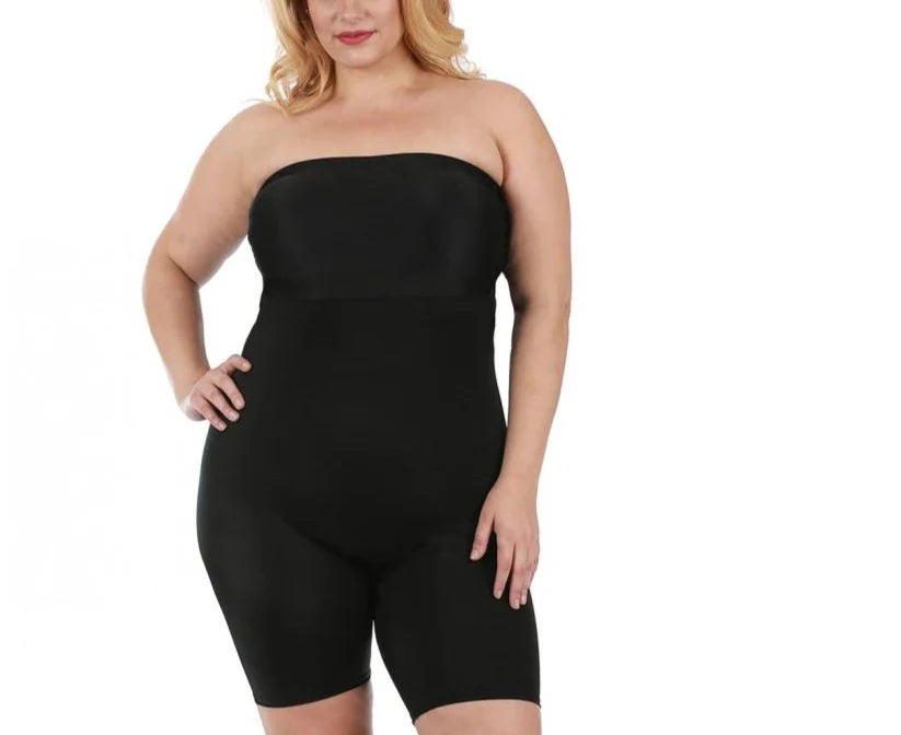 Plus Size InstantFigure Bandeau Shapewear Bodyshorts, Black, L - Ashley Stewart