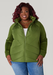 Plus Size Knit Paneled Quilted Jacket, Black, 18/20 - Ashley Stewart