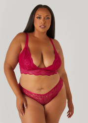 Plus Size Lace Bralette And Panty Set, Plum, 3X - Ashley Stewart
