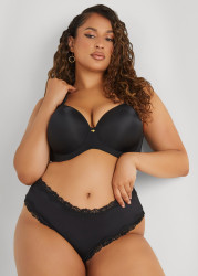 Plus Size Lace Up Hipsters, Black, 1X - Ashley Stewart