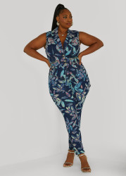 Plus Size Leaf Print Skinny Jeans, Multi, 14 - Ashley Stewart