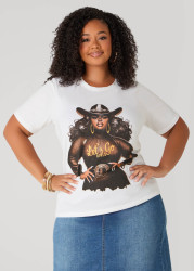 Plus Size Lets Go Girls Graphic Tee, White, 10/12 - Ashley Stewart