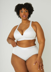 Plus Size Logo Cotton Blend Briefs, White, 18/20 - Ashley Stewart