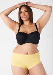 Plus Size Logo Print Cotton Blend Boyshorts, Black, 12 - Ashley Stewart