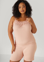 Plus Size Love To Sleep Ruffled Romper, Pink, 2X - Ashley Stewart