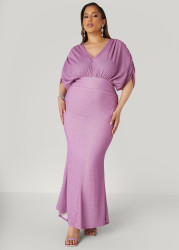 Plus Size Lurex Hi Low Mermaid Gown, Pink, 26/28 - Ashley Stewart