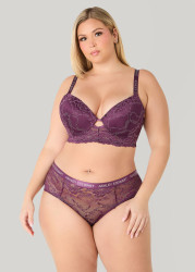 Plus Size Lurex Lace Hipsters, Plum, 14/16 - Ashley Stewart