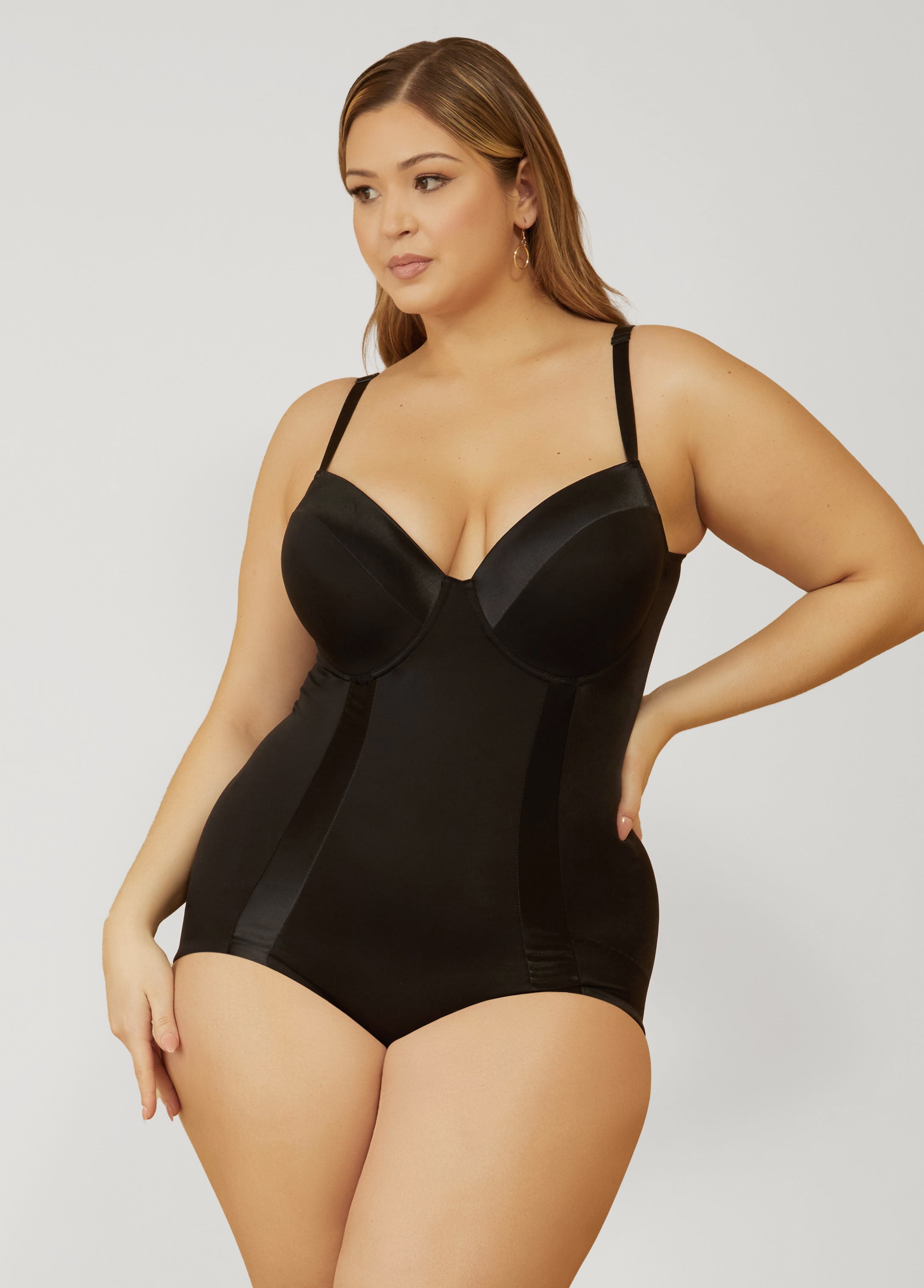Plus Size Medium Control Shaping Bodysuit, Black, XL - Ashley Stewart