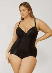 Plus Size Medium Control Shaping Bodysuit, Black, XL - Ashley Stewart