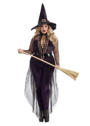Plus Size Midnight Witch Halloween Costume, Purple, 3X - Ashley Stewart