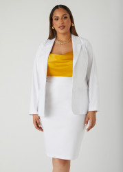 Plus Size Millennium Button Front Blazer, White, 24 - Ashley Stewart