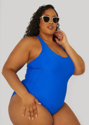 Plus Size Nicole Miller Racerback Swimsuit, Blue, 3X - Ashley Stewart