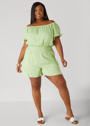 Plus Size Off The Shoulder Swirl Romper, MOSS, 10 - Ashley Stewart