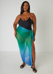 Plus Size Ombre Mesh Sarong, Blue, 1SZ - Ashley Stewart