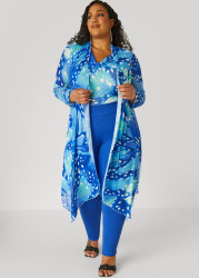 Plus Size Open Front Abstract Mesh Duster, Multi, 18/20 - Ashley Stewart