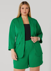 Plus Size Open Front Cuffed Blazer, Amazon, 10/12 - Ashley Stewart