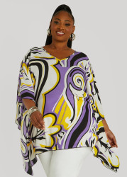 Plus Size Paisley V Neck Tunic, Dalia Purple, 14/16 - Ashley Stewart