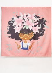 Plus Size Pardon My Fro Lily Shower Curtain, Pink, N/S - Ashley Stewart