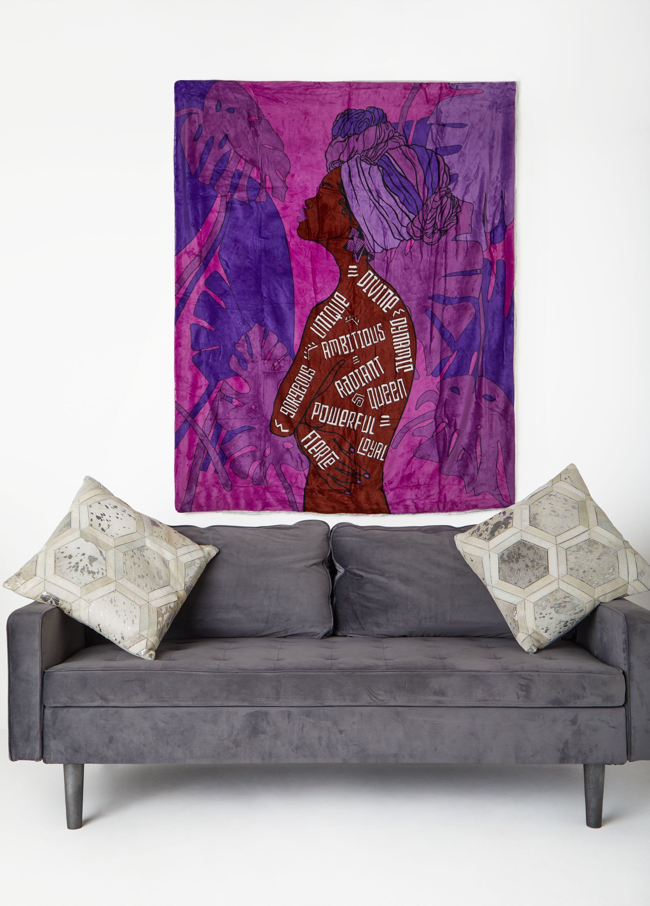Plus Size Pardon My Fro Muse Blanket, Purple, N/S - Ashley Stewart