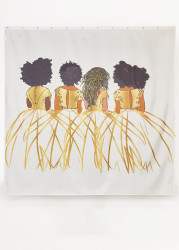 Plus Size Pardon My Fro Royal Shower Curtain, White, N/S - Ashley Stewart