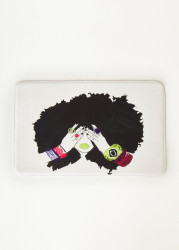 Plus Size Pardon My Fro Shanell Bath Mat, White, N/S - Ashley Stewart