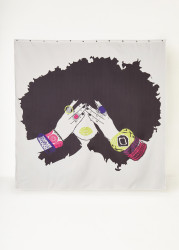 Plus Size Pardon My Fro Shanell Shower Curtain, White, N/S - Ashley Stewart
