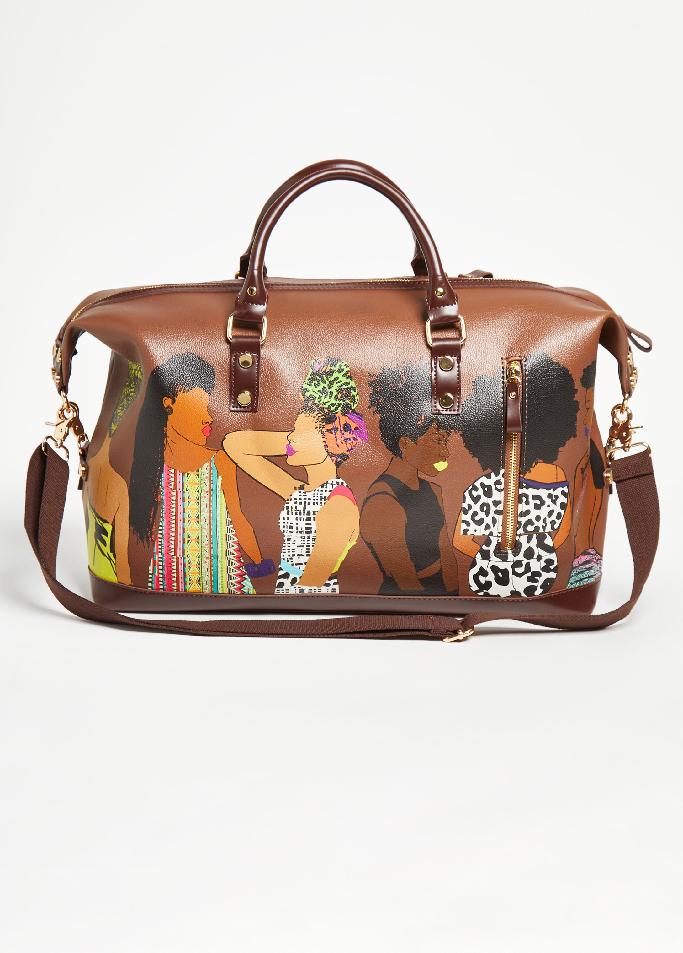 Plus Size Pardon My Fro Squad Travel Bag, Espresso, N/S - Ashley Stewart