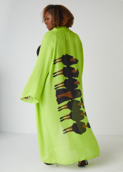 Plus Size Pardon My Fro Tribe Duster, Lime Green, 1 SZ - Ashley Stewart