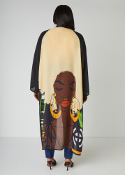 Plus Size Pardon My Fro Ziggy Duster, Black, 1 SZ - Ashley Stewart