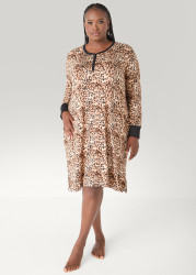 Plus Size Pillow Talk Animal Sleepshirt, Brown Animal, 1X - Ashley Stewart