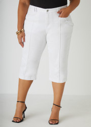 Plus Size Pintucked Denim Capris, Dk Wash, 20 - Ashley Stewart
