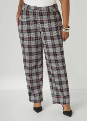 Plus Size Plaid Straight Leg Trousers, Black, 18 - Ashley Stewart