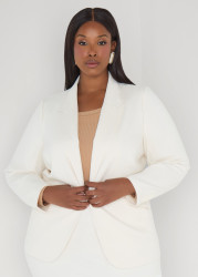 Plus Size Ponte Blazer, Egret, 20 - Ashley Stewart